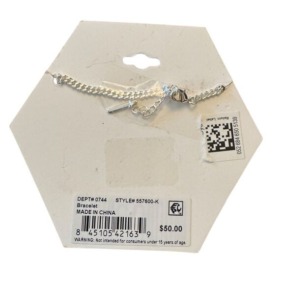 Unwritten Cubic Zirconia Initial Link Bracelet in Silver plated 7”+1” Initial K - Picture 2 of 3